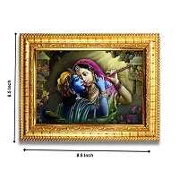 Hawai Radha Krishna Designer Wall Hanging Engineered Wood Photo Frame for Worship Use 8.5x7inch SFDI280GLDFRM-thumb2