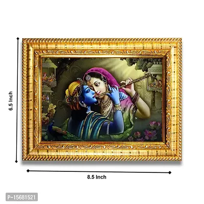 Hawai Radha Krishna Designer Wall Hanging Engineered Wood Photo Frame for Worship Use 8.5x7inch SFDI280GLDFRM-thumb3