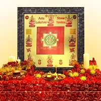 Hawai Wooden Framed Wall Hanging 24k Gold Plated Ashta Laxmi Shree Yantra for Home Office Business Place Worship Use 27x27CM-thumb1