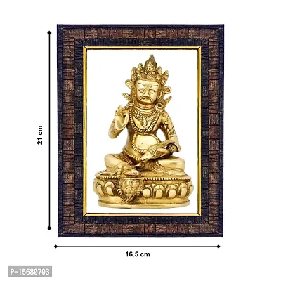 Hawai Feng Shui Mahavastu Remedies Wooden Brown Framed Lord Kuber Photo for Home Office Business Place 21x17cm SFDI238BLKFRM-thumb2