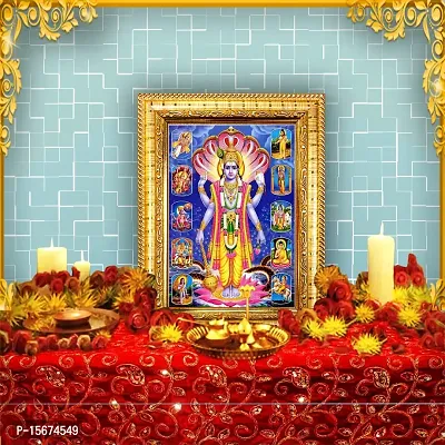 Hawai Lord Vishnu 10 Avatar Designer Wall Hanging Engineered Wood Photo Frame for Worship Use 8.5x7inch SFDI285GLDFRM-thumb2