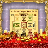 Hawai 24K Gold Plated Sidh Sampurna Vastu Dosh Nivaran Yantra for Home Office Business Place Puja Ghar Worship Use 23x23cm SFDI57-thumb2