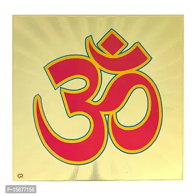 Hawai Om 24k Gold Plated Poster Photo for Home Office Puja Ghar Worship use 23x23cm SFDI00199_NOF