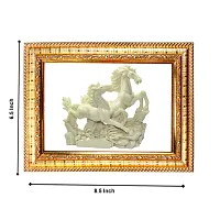 Hawai Feng Shui Mahavastu Remedies Wooden Framed White Two Running Victory Horses Photo for Home Office Business Place SFDI210GLDFRM-thumb1