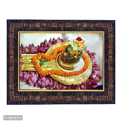 Hawai Lord Kasi Vishwanath Shivaling Designer Wall Hanging Engineered Wood Photo Frame for Worship Use 8.5x7inch SFDI299BLKFRM