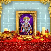 Hawai Pancha Mukhi Hanuman Designer Wall Hanging Engineered Wood Photo Frame for Worship Use 8.5x7inch SFDI274GLDFRM-thumb1