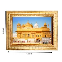 Hawai Feng Shui Mahavastu Remedies Wooden Golden Framed Amritsar Golden Temple Photo for Home Office Business Place 21x17cm SFDI240GLDFRM-thumb2