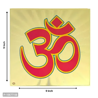 Hawai Om 24k Gold Plated Poster Photo for Home Office Puja Ghar Worship use 23x23cm SFDI00199_NOF-thumb5