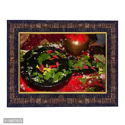 Hawai Lord Baidyanath Shiva Ling Designer Wall Hanging Engineered Wood Photo Frame for Worship Use 8.5x7inch SFDI294BLKFRM