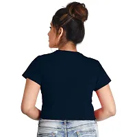 Hawai Bio Wash Lycra Cotton Short Half Sleeve Crop Top Tees T Shirt for Girls Women-thumb4