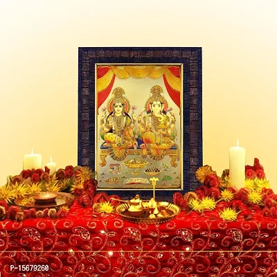 Hawai Gold Plated Laxmi Ganesh Photo Frame for Worship Use SFDI160BLKFRM-thumb2