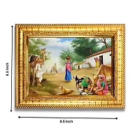 Hawai Village Scene Designer Wall Hanging Engineered Wood Photo Frame for Worship Use 8.5x7inch SFDI290GLDFRM-thumb2