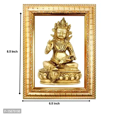 Hawai Feng Shui Mahavastu Remedies Wooden Golden Framed Lord Kuber Photo for Home Office Business Place 21x17cm SFDI238GLDFRM-thumb2