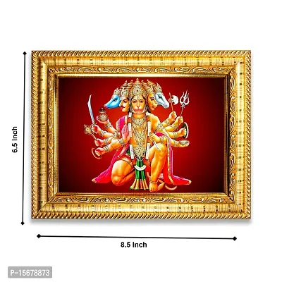 Hawai Pancha Mukhi Hanuman Designer Wall Hanging Engineered Wood Photo Frame for Worship Use 8.5x7inch SFDI273GLDFRM-thumb2