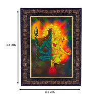 Hawai Lord Shiva Mata Parvati Designer Wall Hanging Engineered Wood Photo Frame for Worship Use 8.5x7inch SFDI00301BLKFRM-thumb2