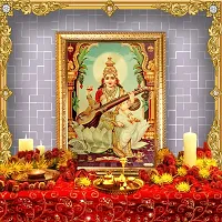 Hawai Goddess Saraswati Gold Plated Photo Frame 14 X 10 Inches-thumb2