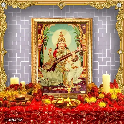 Hawai Goddess Saraswati Gold Plated Photo Frame 14 X 10 Inches-thumb3