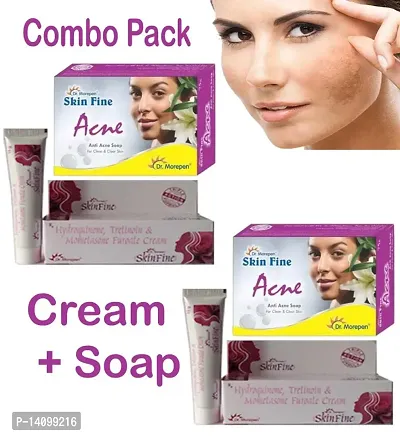 Dr. Morepen Skin Fine Triple Action Formula (Cream 15G PACK OF 02) Skin FIne Acne Clear Soap 75 gm ( Pack of 2 Pc)  (2 x 75 g)