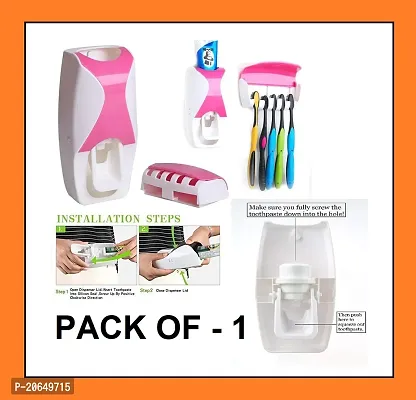 Hands-Free Toothpaste Dispenser Squeezer with 5 Toothbrush Holder Set