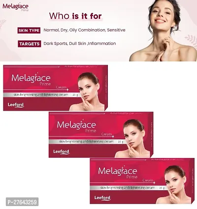 Melagrace Prime Cream, Skin Brightening And Lightening Cream For Blemish And Dark Spots Free Skin, Makes Skin Younger, Glowing, Vibrant  Healthy 20g Pack of - 3-thumb0