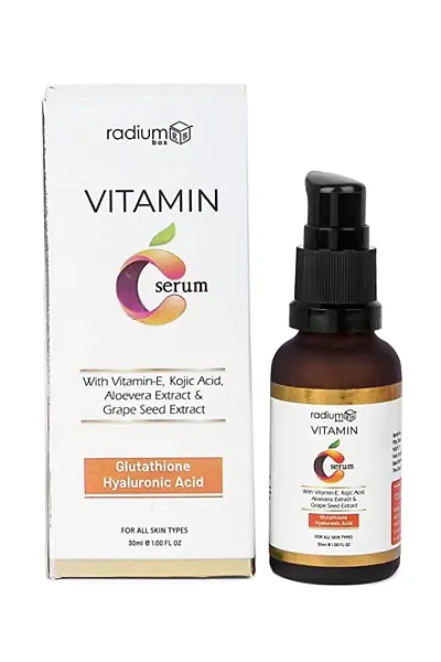 Radium Box Vitamin C Serum with Hyaluronic Acid  Vitamin E for All Skin Types | Facial Serum | Skin Brightening/Clearing Serum | Anti-Aging Skin Repair | Face Serum | 1 Fl. Oz