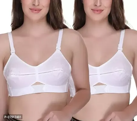 Stylish White Cotton Solid Bras For Women Pack of 2-thumb0