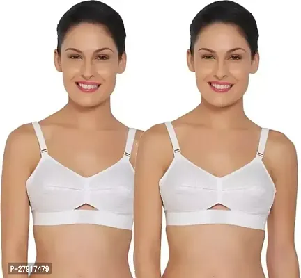 Stylish White Cotton Solid Bras For Women Pack of 2