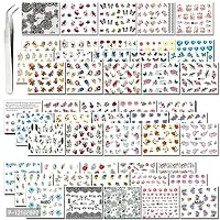 12 Sheets Water Transfer Nail Art Stickers for Acrylic Nails ( random mix designs )-thumb1