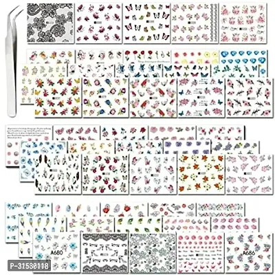 12 Sheets Water Transfer Nail Art Stickers for Acrylic Nails ( random mix designs )-thumb2