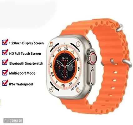 Watch S8 Ultra Latest Bluetooth Calling Series 8 Amoled High Resolution With All Sports Features Health Tracker Wireless Charging Battery Bluetooth Unisex Smart Watch Ultra T 800 Orange-thumb3