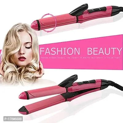 2 in 1 Hair Straightener and Curler( 2 in 1 Combo) | hair straightening machine, Beauty Set of Professional Hair Straightener Hair Straightener and Hair Curler with Ceramic Plate For Women (Pink)