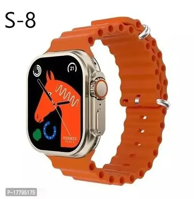 Watch S8 Ultra Latest Bluetooth Calling Series 8 Amoled High Resolution With All Sports Features Health Tracker Wireless Charging Battery Bluetooth Unisex Smart Watch Ultra T 800 Orange-thumb0