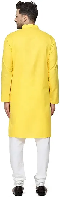 Men Solid Straight Kurta (Yellow)-thumb1