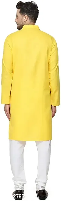 Men Solid Straight Kurta (Yellow)-thumb2