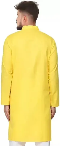 Men Solid Straight Kurta (Yellow)-thumb1