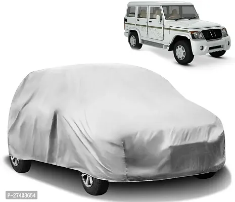 Designer Car Cover For Mahindra Bolero (Without Mirror Pockets) (Silver)-thumb0