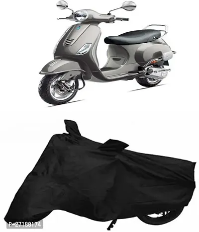 Water Repellent Two Wheeler Bike Cover for Universal For Bike Vespa LX Black-thumb0