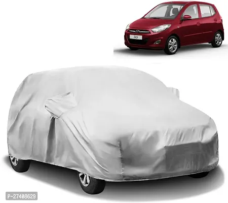 Designer Car Cover For Hyundai I10 (With Mirror Pockets) (Silver)-thumb0