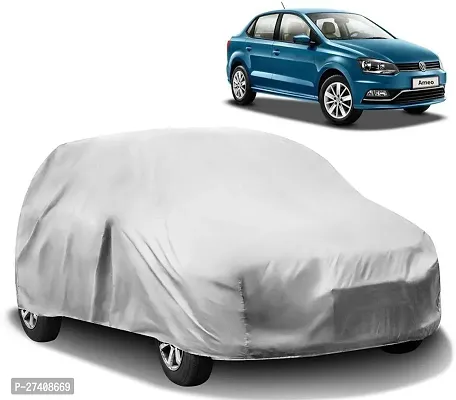 Designer Car Cover For Volkswagen Ameo (Without Mirror Pockets) (Silver)-thumb0