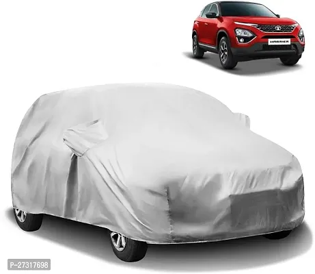 Stylish Car Cover For Tata Harrier With Mirror Pockets Silver