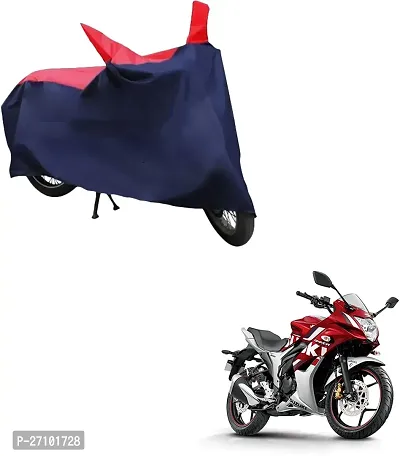 Designer Two Wheeler Cover For Suzuki-Gixxer Sf, Red, Blue-thumb0