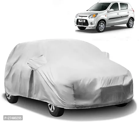 Designer Car Cover For Maruti Alto 800 (With Mirror Pockets) (Silver)