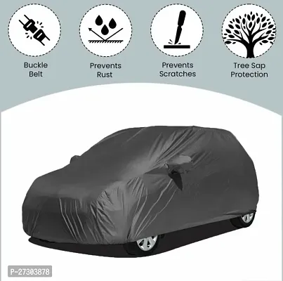 Hms Car Cover For Tata Tiago (Without Mirror Pockets) (Grey)-thumb4