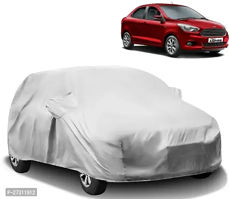 Stylish Car Cover For Ford Figo Aspire - With Mirror Pockets - Silver