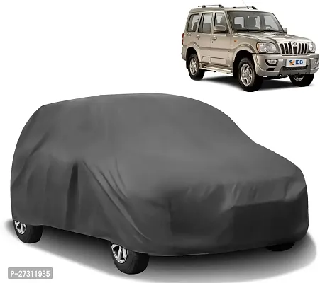 Stylish Car Cover For Mahindra Scorpio - Without Mirror Pockets - Grey