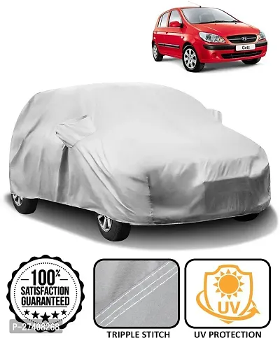 Designer Car Cover For Hyundai Getz (With Mirror Pockets) (Silver)-thumb0