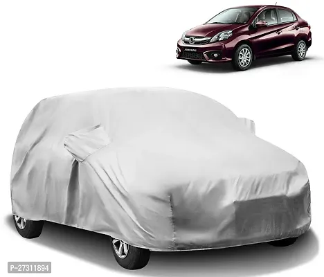 Stylish Car Cover For Honda Amaze - With Mirror Pockets - Silver