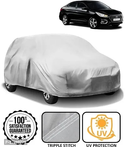 Designer Car Cover For Hyundai Verna (Without Mirror Pockets) (Silver)