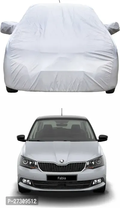 Designer Car Cover With Mirror Pockets For Skoda Fabia -Silver-thumb2