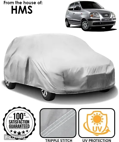 Stylish Car Cover For Hyundai Santro - Without Mirror Pockets - Silver